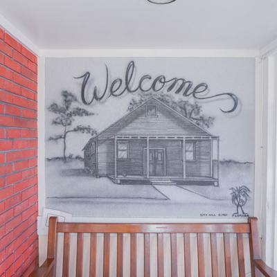 Parkside Cafe Welcome wall art.