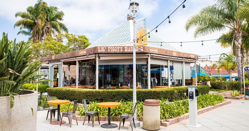 Exterior, sunny seating area