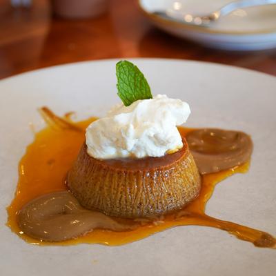 A served flan.