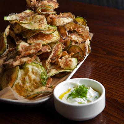 Zucchini and Eggplant Chips with dip
