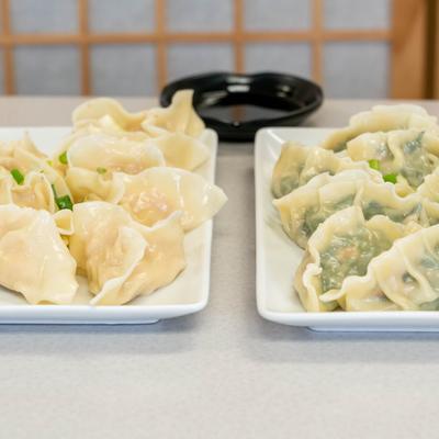 Chicken and House Pork Dumplings.