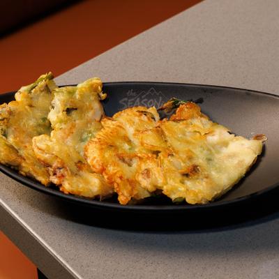 Crispy seafood pancakes.