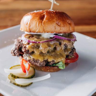 White Rabbit Kitchen smashburger.