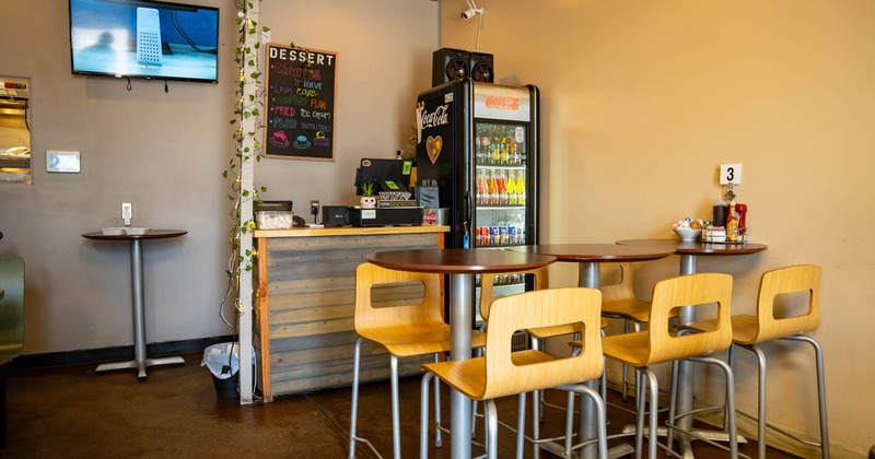 Tall tables ready for guests