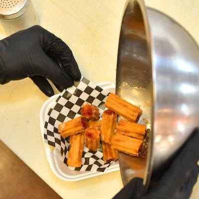 Plating churros.