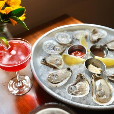 Oysters and a drink.