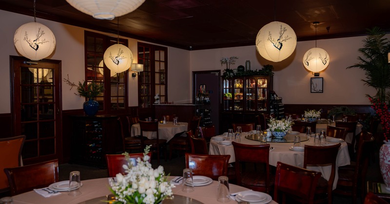 Dining area, set tables ready for guests