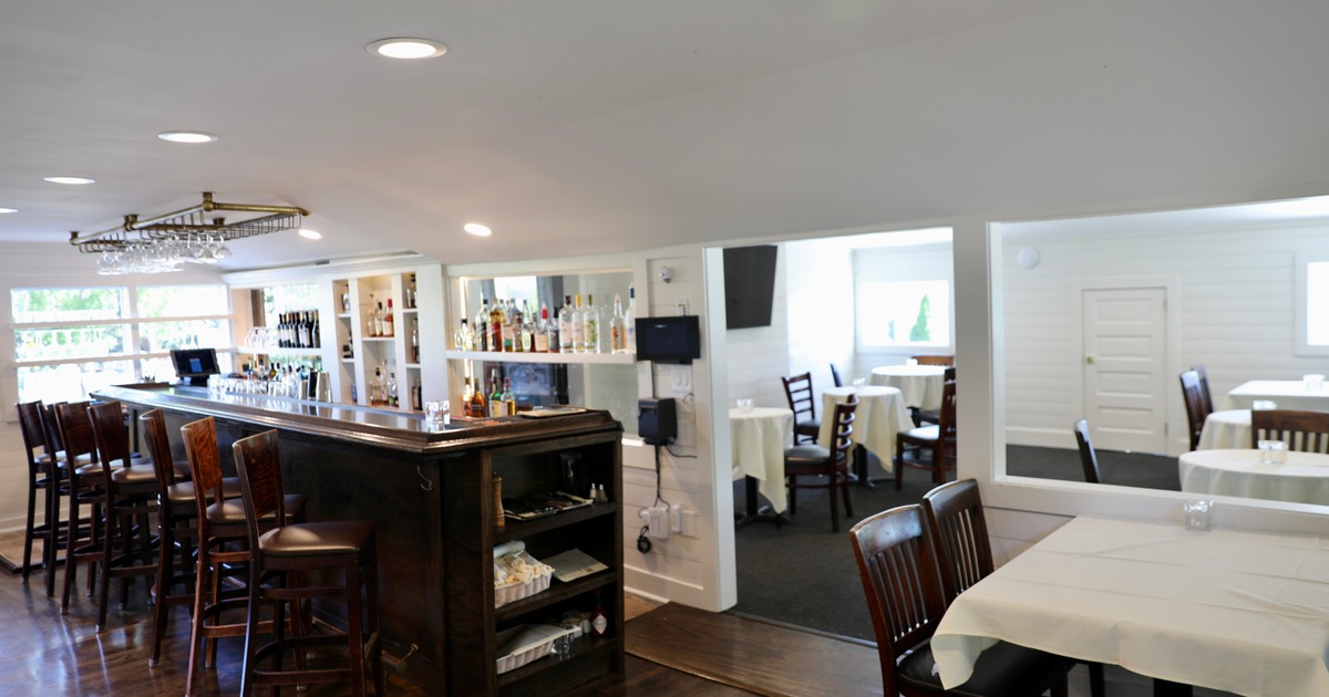 Interior, a bar and seating area