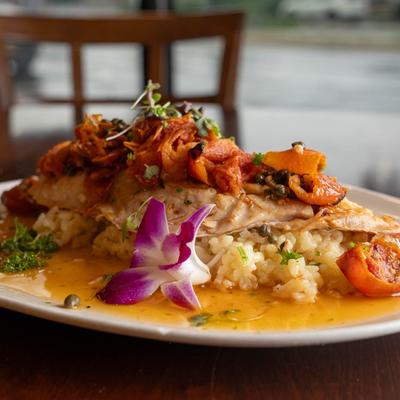 Red snapper plate, served.