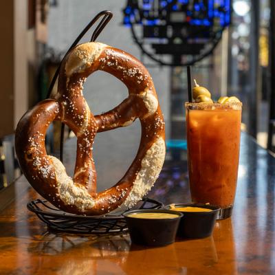 Bavarian pretzel with beer cheese and honey mustard.