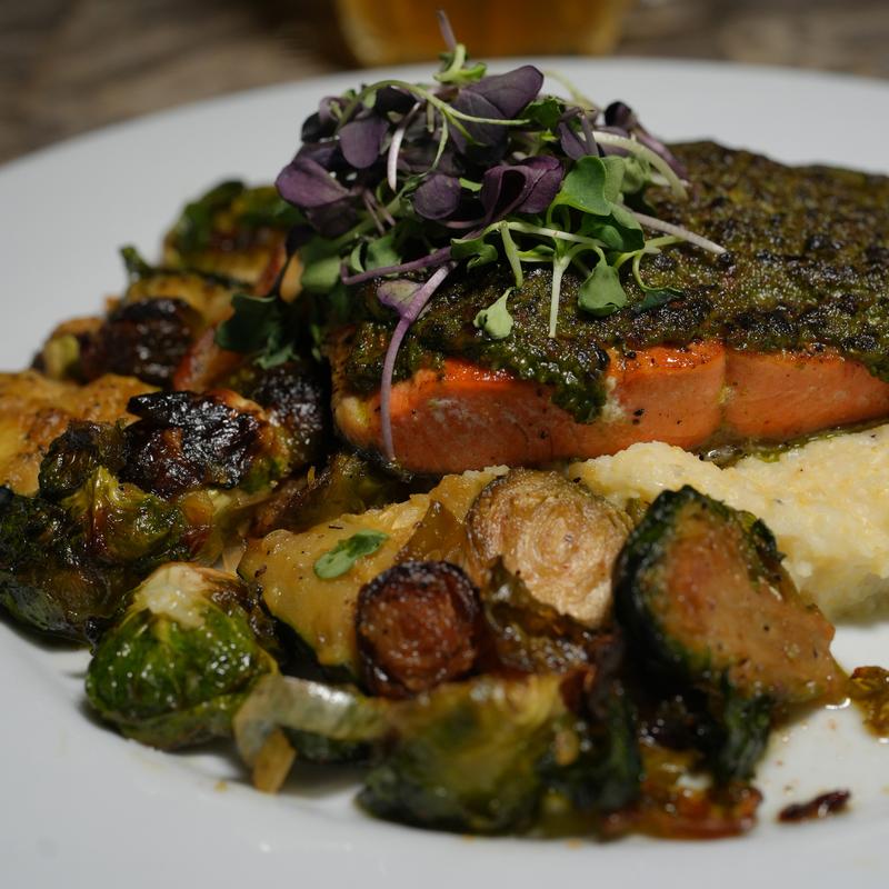 Salmon with Pesto Almond Crust photo