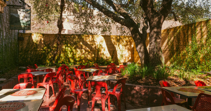 Exterior, tables for four
