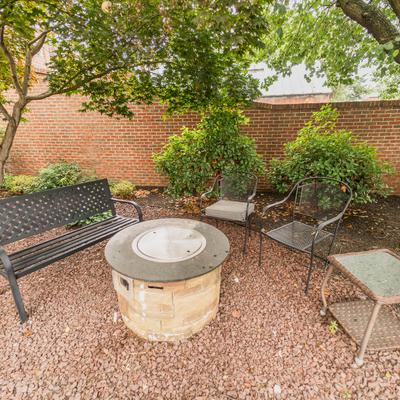 Seating place around firepit.