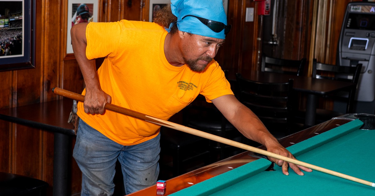 Pool table, player