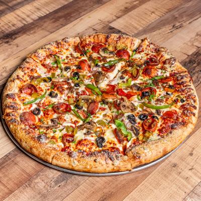 Hand tossed Supreme Pizza.