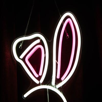 Rabbit ears neon light sign.