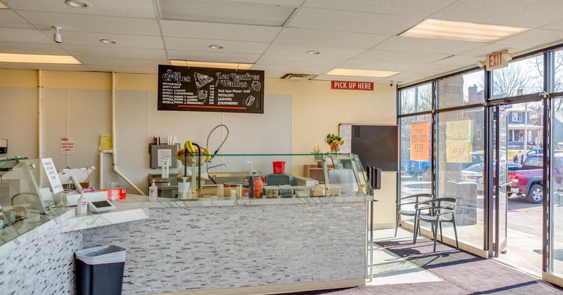 Food counter, bar table and chair