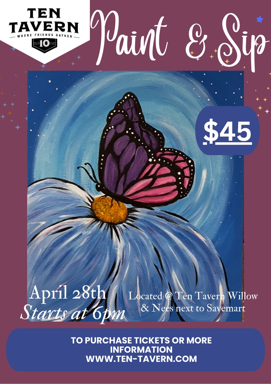 🦋 Spring Butterfly Paint & Sip at Ten Tavern! 🎨🌸 event photo