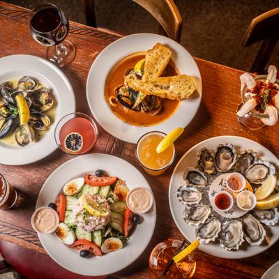 Assorted food dishes.