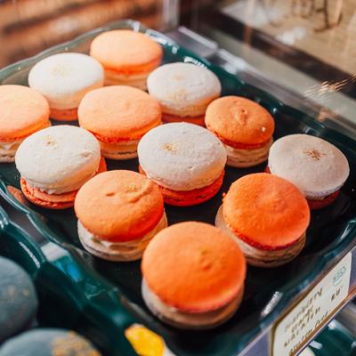 White Chocolate, Cranberry Macaron.