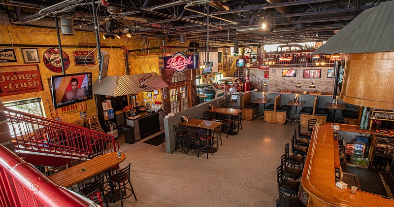 Interior, view from above, bar on the right side