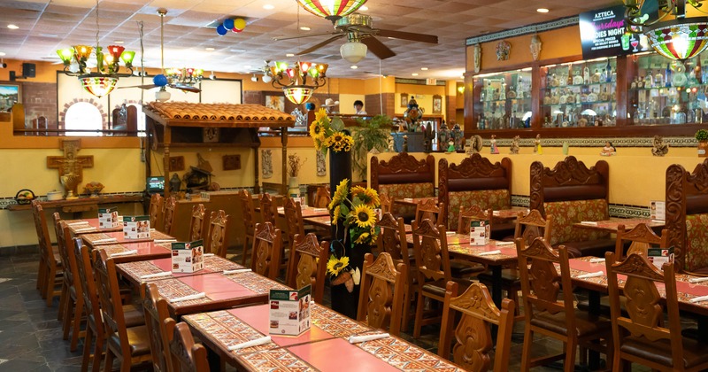 Interior, tables and chairs ready for guests