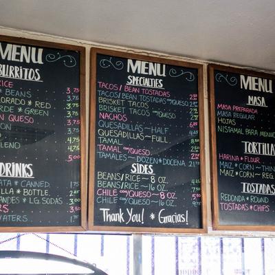 Interior, wall menu boards.