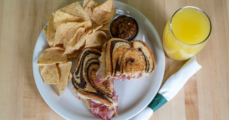 Reuben Sandwich and potato chips