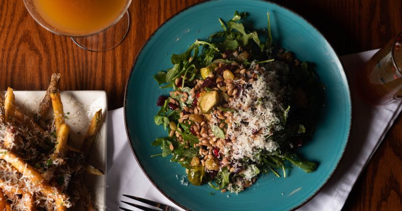 Farro salad with pomegranateand braised beets