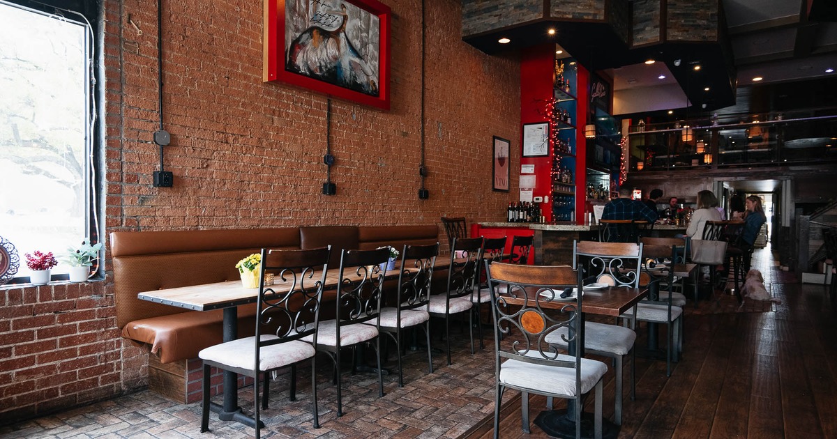 Interior, tables and chairs in dining area