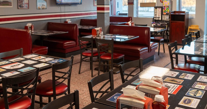 Interior, tables and seats ready for guests