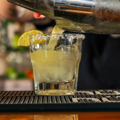 Craft cocktail prepping.