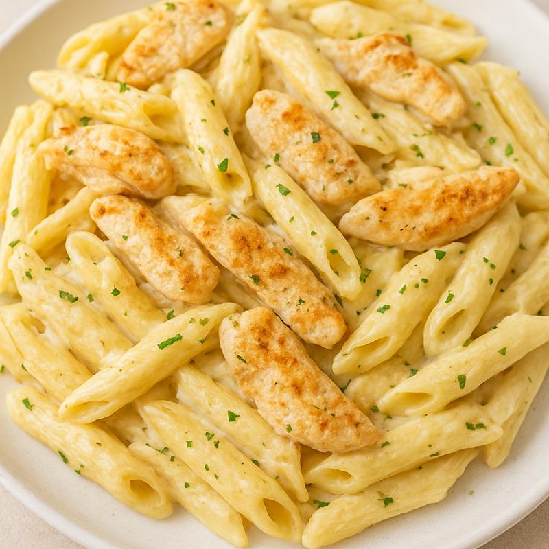 PENNE WITH ALFREDO SAUCE AND CHICKEN photo