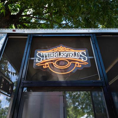 Stubblefield’s BBQ Catering and Events neon sign.