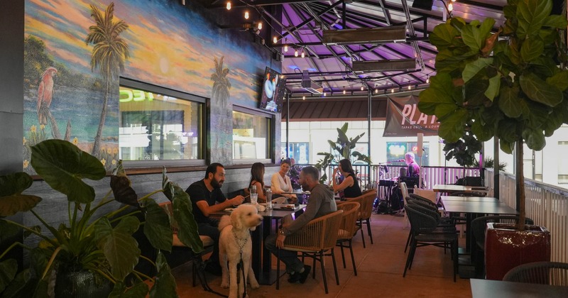 Exterior, patio area, guests dining