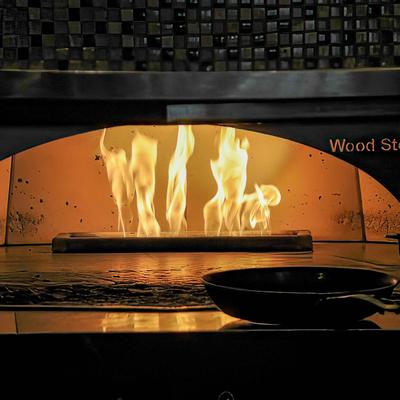 Wood Stove, fire flames inside