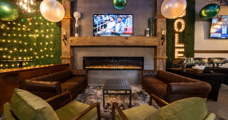 Sofas by the fireplace