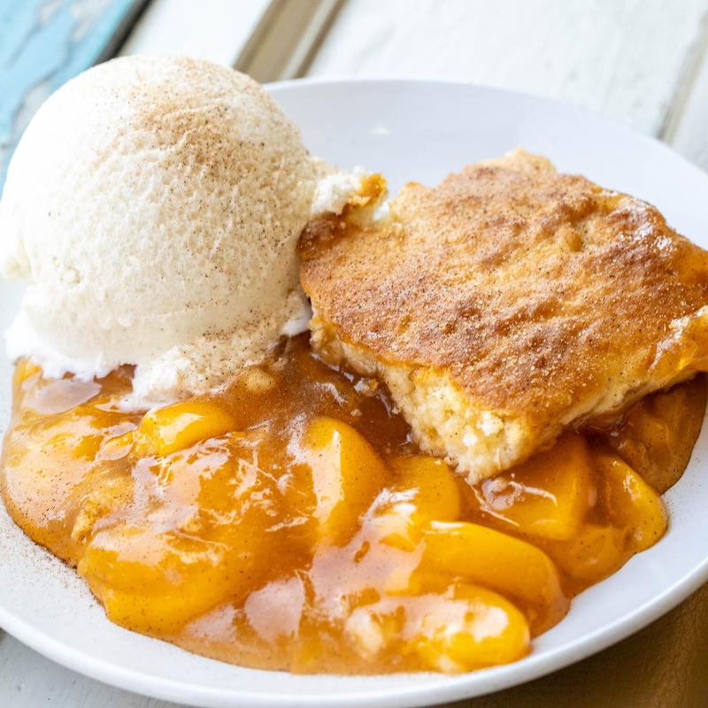 Peach Cobbler with Ice Cream photo