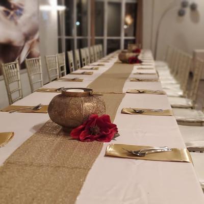 Long table ready for guests