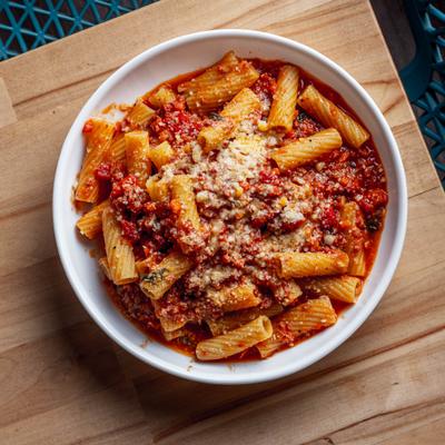 Rigatoni Bolognese.