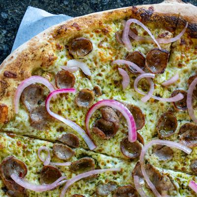 Chorizo Argentino chimichurri pizza.