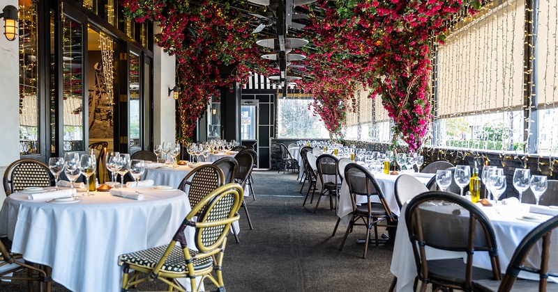 Dining area with set tables