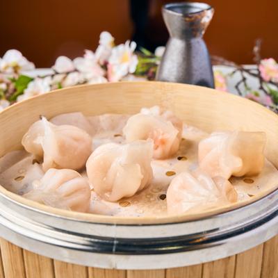 Steamed dumplings.