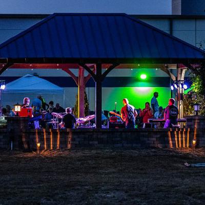 Band performing on the patio.
