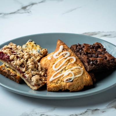Baked pastry on a plate.