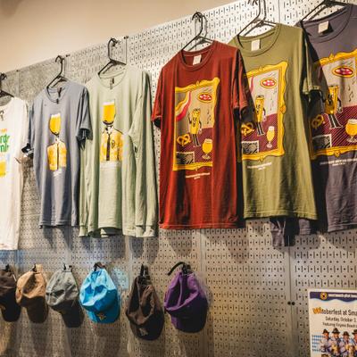 Merch, t-shirts and caps.