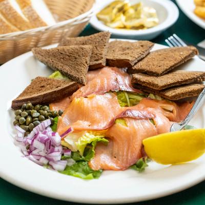 Smoked salmon platter.
