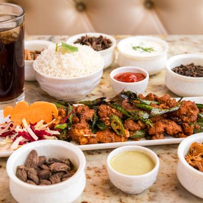 Chilli Prawns and other foods.