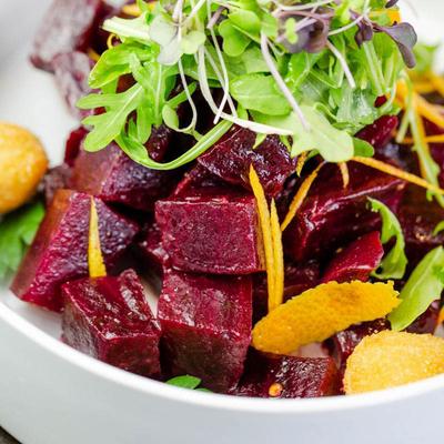 A closeup on a salad.