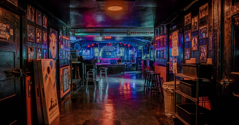Interior, wide view to diner and bar area